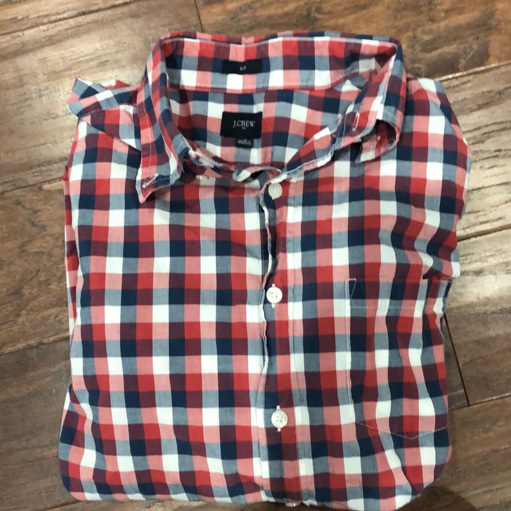 J. Crew slim gingham long sleeve shirt medium